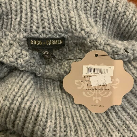 NWT New Coco + Carmen Gray knit fringe sweater poncho O/S - Picture 10 of 14